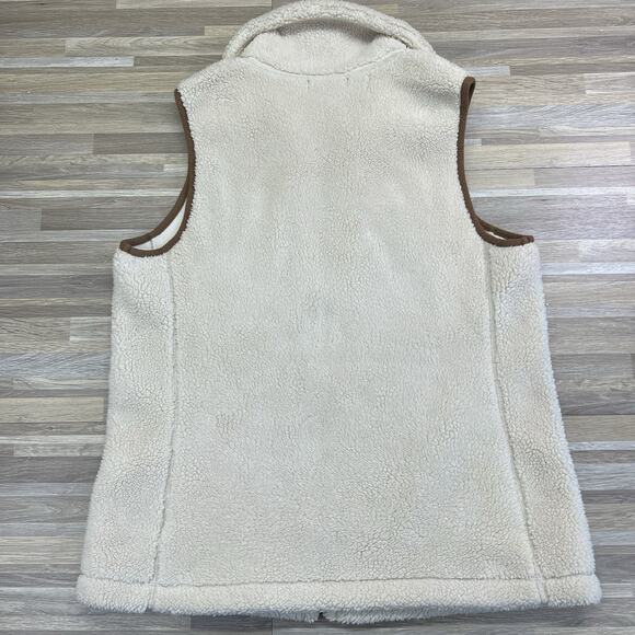 Chaps Women’s Sherpa Fleece Vest Beige Size Large - JN316 - Picture 2 of 7